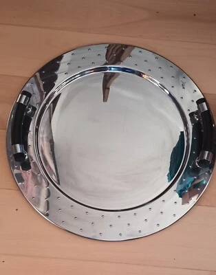 ALESSI Tablett, Rund mit 2 Griffe , Serviertablett M. Graves  48x48 cm Edelstahl - Bild 1 von 3