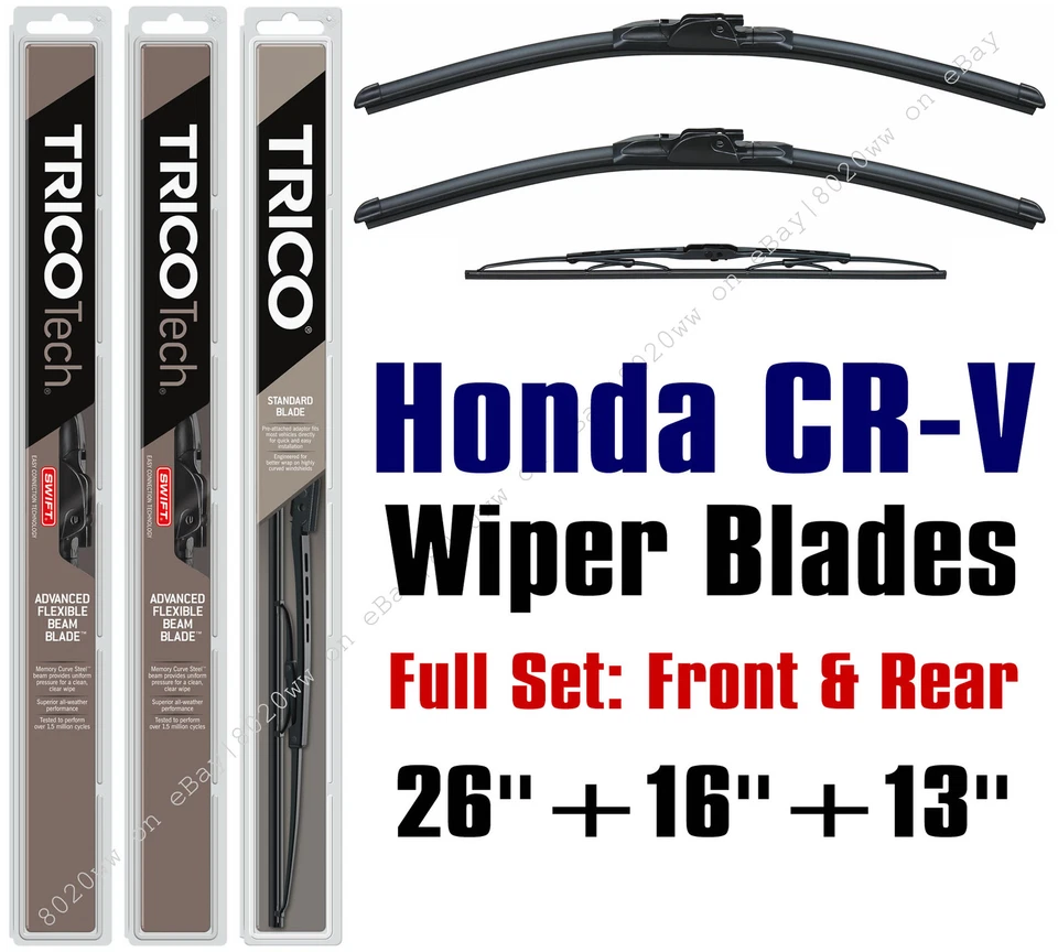 2012-2016 Honda CR-V Wiper Blades 3pk Front/Rear - 19260/160/30130 - Image 1 of 1