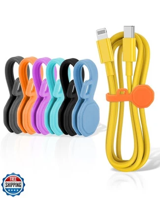 6 PCS Silicone Magnetic Cable Ties, Cable Clips Cord Organizer [1S] Managemen - Image 1 of 4