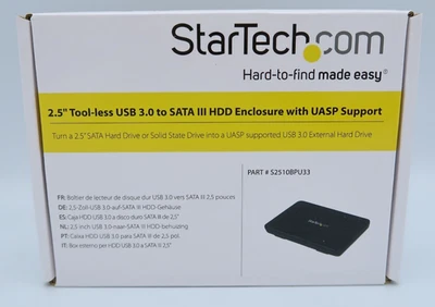 NEW StarTech 2.5'' Tool-less USB 3.0 to SATA III HDD Enclosure w/ UASP Support - Image 1 of 4