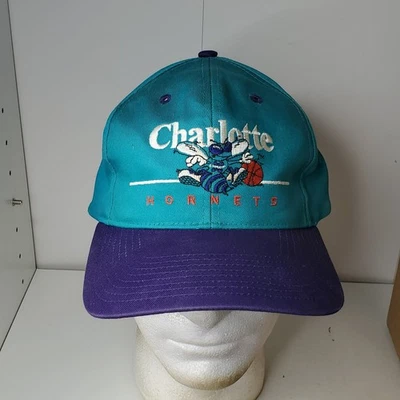 Vintage NBA Charlotte Hornets Snapback Hat Basketball Cap Twins Enterprise Logo - Image 1 of 4