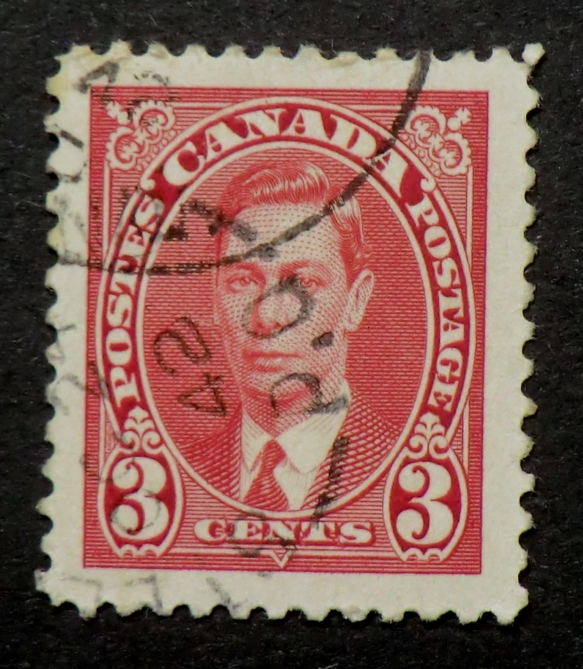 Canadá 233 usado 1937 3c rey Jorge VI perf 12 1942 cancelar Foto 1 de 1