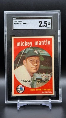 1959 Topps #10 - Salón de la fama Mickey Mantle New York Yankees SGC 2,5 Foto 1 de 2