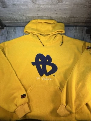 Винтажная толстовка с капюшоном FUBU XXL желтая синяя с логотипом FB хип-хоп уличная одежда 90-е Y2K - Изображение 1 из 2