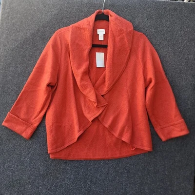 Chico's Wool Yvonne Cardigan Sweater Sz 2 (US L/12) Burnt Orange 3/4 Sleeves NOS - Image 1 of 4