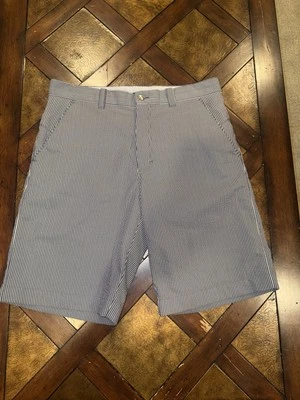 Pantalones Cortos Callaway Para Hombre 32 Azul Blanco Rayas Seersucker Frente Plano Golf Foto 1 de 4