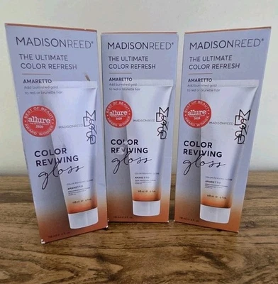 Madison Reed Color Reviving Gloss-AMARETTO-Tons de mogno dourado-4oz-Lote de 3-Novo na caixa - Imagem 1 de 3