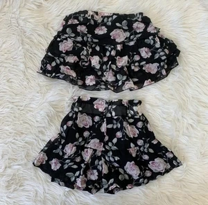 black floral tube top shorts set girl xs - Picture 1 of 2