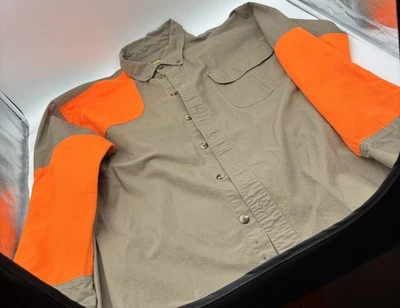cabelas 2XL reg khaki blaze orange hunter long sleeve button up shirt - Image 1 of 4