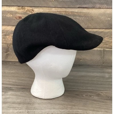 Tapas Gorra Plana Para Hombres Mezcla de Lana Conductor Newsboy Cabbie Newssies Talla L/XL Negra Foto 1 de 4