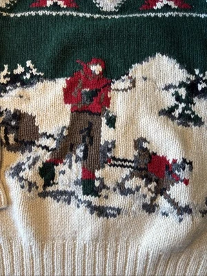 Suéter Vintage Años 90 Polo Ralph Lauren Trineo Perro M Tejido a Mano Intarsia Huskey Foto 1 de 4