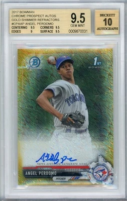 Bowman Angel Perdomo 2017 #CPA-AP 1st Bowman refractor dorado automático #/50 BGS 9,5 Foto 1 de 2