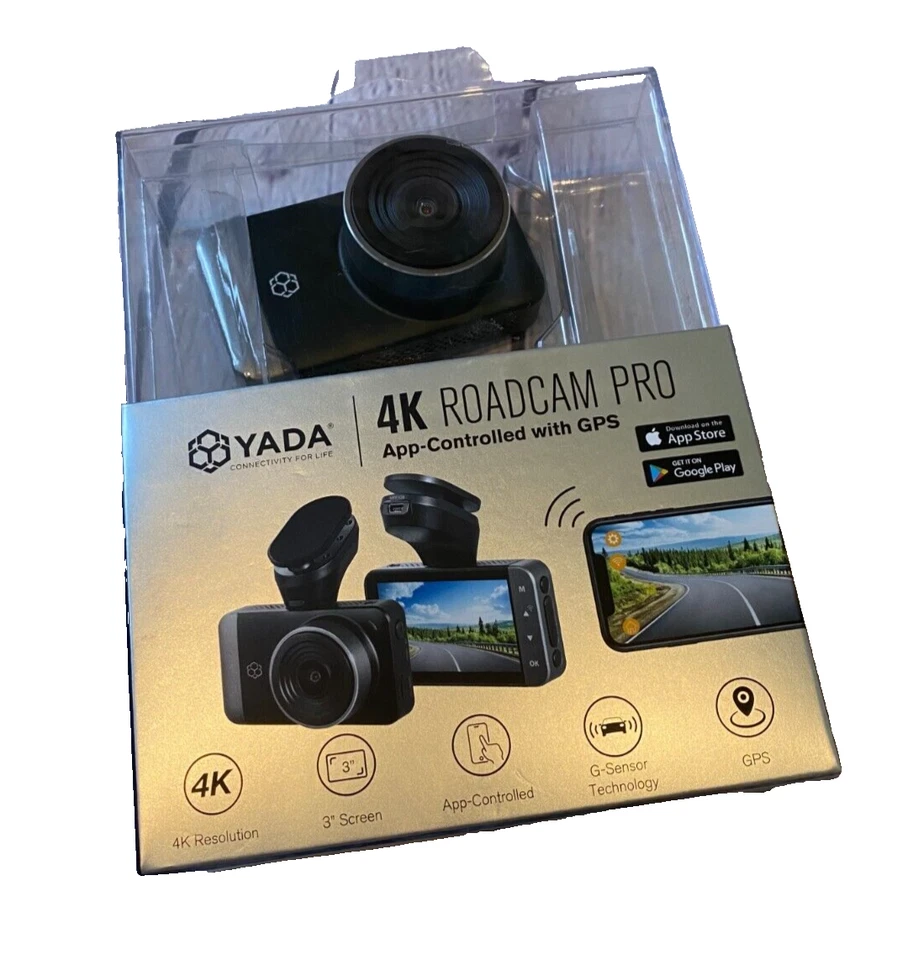 YADA 4K RoadCam Pro 3" Screen App Controlled w/ GPS Dashcam BT58189 New-