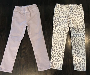 Gap Kids GIRLS Pull On Legging Jeans Elastic, 2 Pairs Solid & Leopard Size 5 - Picture 1 of 6