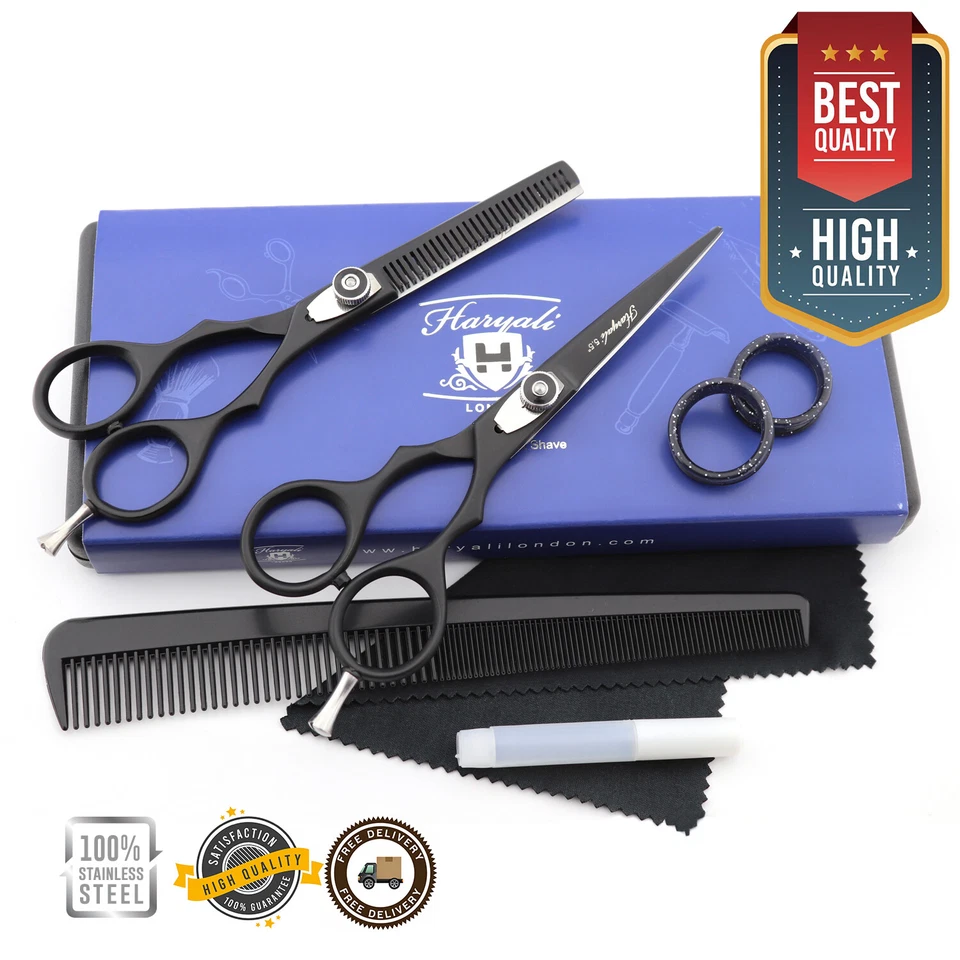 HARYALI LONDON Professional Barber Shear Salon Haircut Set Hair Dressing Hair Thinning Scissors