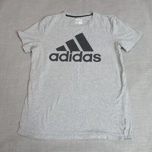 Adidas T Shirt Boys L 14-16 Gray Graphic Logo Short Sleeve Casual Tee Sporty - Picture 1 of 7