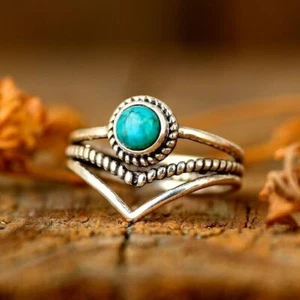 Turquoise Ring 925 Sterling Silver Handmade Dainty Designer Ring All size SR192 - Picture 1 of 5