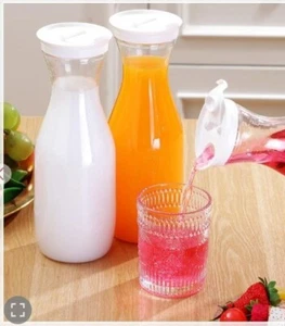 Plastic Carafes with Lids, Juice Pitcher, Clear Containers, 32 oz. (set of two) - Picture 1 of 4