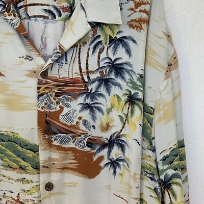 Camisa hawaiana Hilo Hattie 4XL para hombre - Hecha en Hawaii tema Aloha palmeras Foto 1 de 4