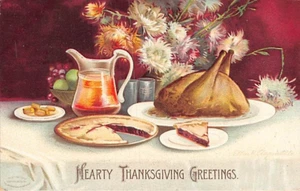 Postcard: Hearty Thanksgiving Greetings, Dinner, Posted 1907 (Baker) Clapsaddle - Picture 1 of 2