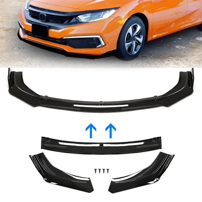 For Honda Civic Sedan 2016-2021 Front Bumper Lip Splitter Spoiler Glossy Black - Изображение 1 из 4