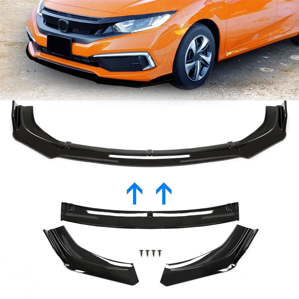 For Honda Civic Sedan 2016-2021 Front Bumper Lip Splitter Spoiler Glossy Black - Image 1 of 4