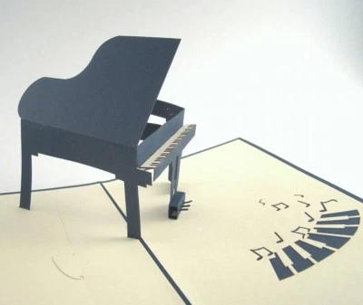 PIANO  pop-up greeting card (unique & beautiful decor/art/gift) - Image 1 of 2
