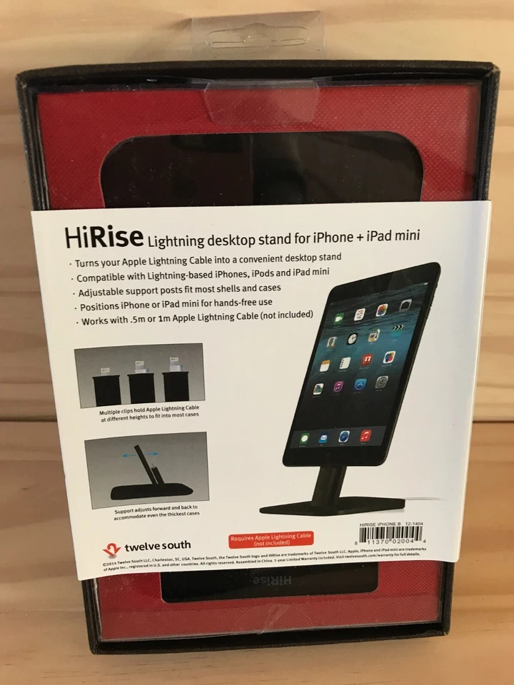 Twelve South HiRise Black Lightning Desktop Stand for iPhone and iPad Mini - Image 1 of 4