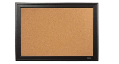 Framed Corkboard Bulletin Cork Board Black Frame Office Reminder Home Wall Mount - Image 1 of 4