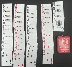 Vtg Walgreens STUD Linen Finish Poker Size Playing Cards Jumbo Index Red Horse - Picture 1 of 13