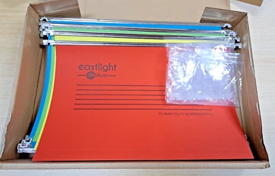 EASTLIGHT 25x ASSORTED PREMIUM FOOLSCAP F/C HANGING SUSPENSION FILES INC TABS & INSERTS