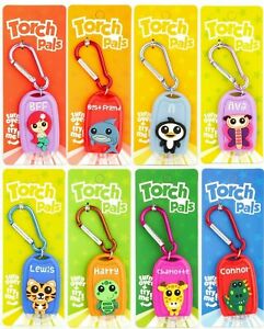 PERSONALISED TORCH PALS KEYRING CLIP TORCH BOYS GIRLS FAMILY LETTERS LED 