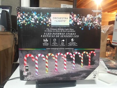 8 luces LED de camino de bastón de caramelo que cambian de color Gemmy Orchestra of Lights - NUEVO Foto 1 de 4