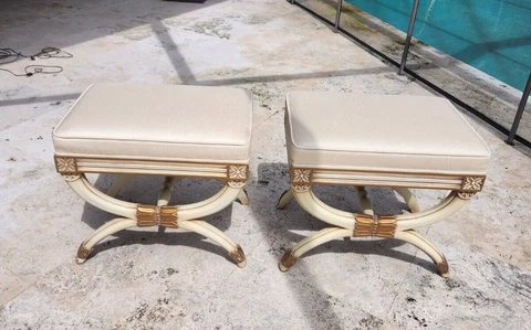 Vintage Neoclassical Greek Style Stools - A Pair Cover