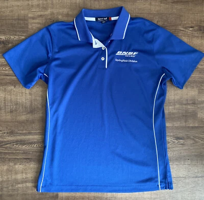 Camisa polo azul grande deportiva Tek Springfield Division BNSF Railway para mujer usada en excelente estado Foto 1 de 4