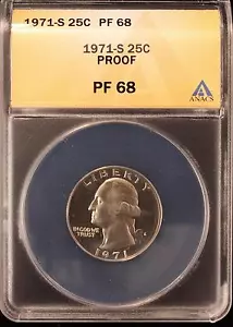 1971-S WASHINGTON QUARTER PROOF SUPERB GEM UNC ANACS PF68 US COIN 766 - Picture 1 of 1
