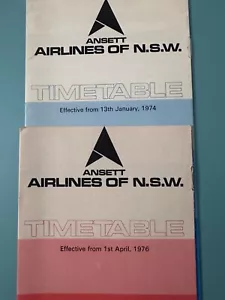 RARE 1974 & 1976 Ansett Airlines of New South Wales Timetables Fare Schedules - Picture 1 of 10