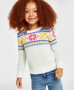 Holiday Lane Little Girls Size 6X Multi-Color Fair Isle Sweater in Green 314 - Picture 1 of 8