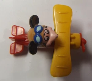 Vtg Mickey Mouse Diecast Plane Walt Disney No. PD-1 Bi-plane Airplane Pilot Red - Picture 1 of 21