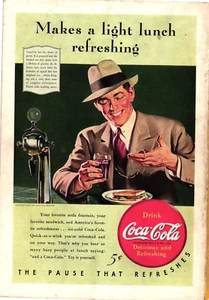 Coca Cola Classic Print Ad Professional Man Lunch Meal Vintage c1940 - Picture 1 of 1
