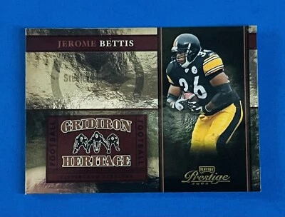 Tarjeta de fútbol americano Prestige Jerome Bettis Gridiron Heritage 2006 #GH19; #d/100 Foto 1 de 2