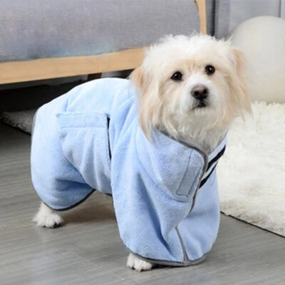 Pet Fleece Bathrobe Quick-drying Towel Coat Cat Dog Towelling Puppy Clothes - Image 1 of 4