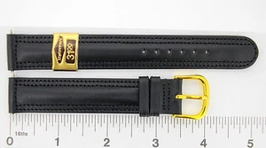 Watchband Stylecraft WESTERN LEATHER 18 mm  BLACK strap LONG length - Picture 1 of 2