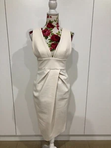 ZIMMERMAN IVORY SLEEVELESS V-NECK DESIGNER PENCIL DRESS SIZE 1 - Picture 1 of 9