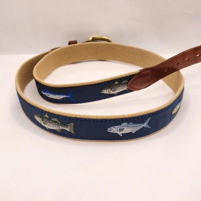 Cinturón Leatherman Limited Vintage Patrón de Peces Lona Cuero y Latón Para Hombre 40 Foto 1 de 4