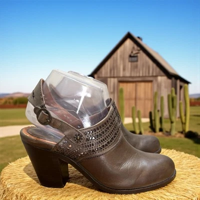 Ariat Chaparral Leather Sling Back Mule Heel Western Boho Comfort Sz 8.5Festival - Image 1 of 4