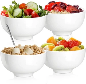 26 oz Cereal Bowls, White Ceramic Soup Bowls Set of 4, Perfect 26 OZ,  - Picture 1 of 9