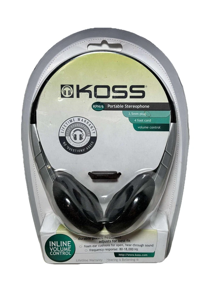Koss Kph/6 Portable Stereo Headphones With Volume Control