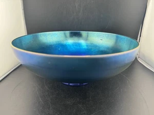 Steuben Blue Aurene Glass #2852 Centerpiece / Unique Stamp On Base “Honeycomb” - Picture 1 of 20
