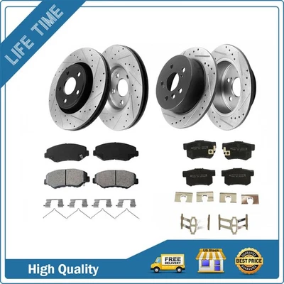 Front Rear Drilled Brake Rotors and Pads Kit for Honda Civic 2013-2015 Acura ILX Foto 1 de 4